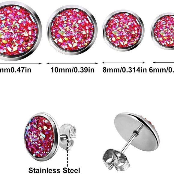 5/$25 Orange Druzy Silver Studs Earrings HOLIDAY EARRING SALE REDUCED SHIPPING! - Picture 6 of 15